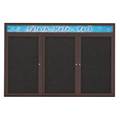 United Visual Products Triple Door Radius Corkboard With Header UV80155-BRONZE-BLACK