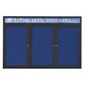 United Visual Products Triple Door Radius Plus Corkboard With H UV8015PLUS5-BLACK-COBACC