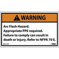 Nmc Warning Arc Flash Hazard Label, Pk5, WGA17AP WGA17AP