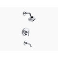 Kohler Purist(R) Rite-Temp(R) Pressure-Balancing Bath And Shower Faucet Trim With Push-Button Diverter And Lever Handle, Valve Not Included T14420-4-CP