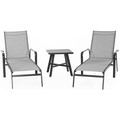 Hanover Foxhill 3-Piece All-Weather Aluminum Chaise Outdoor Lounge Chair Set FOXCHS3PC-GRY