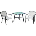 Hanover Foxhill 3-Piece Commercial-Grade Bistro Set with 2 Sling Dining Chairs FOXDN3PCG-GRY