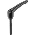 Kipp Adjustable Handle, Modern Design, Sz. 5, M12X80, Die Cast Zinc Black Satin, Comp: Steel K0122.5121X80