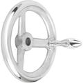 Kipp Handwheel, DIN 950, Aluminum 3-spoke, Diameter= 100 mm, Bore D2= 12 mm, Fixed Handle K0160.2100X12