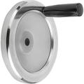 Kipp Disc Handwheel Diameter D1= 200 mm, Reamed Hole D2= 0.625" Aluminum, Comp: Thermoset, Revolving Grip K0161.4200XCQ