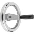 Kipp 2-Spoke Handwheel, Aluminum, Diameter D1= 160 mm, Bore Dia. D2= 16 mm, Revolving Grip, Thermoset K0162.4160X16