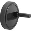 Kipp Handwheel, Thermoplastic, Diameter D1= 160 mm, Reamed Bore D2= 14 mm, Size: 4, With Revolving Handle K0257.416014