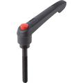 Kipp Adjustable Handle With Push Button, Size: 4, M12X80, Plastic Black, Comp: Steel, Button: Red K0269.71412X80
