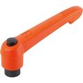 Kipp Adjustable Handle With Push Button, Size: 5, M12, Plastic Orange, Comp: Steel, Button: Black K0269.72512