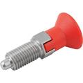 Kipp Indexing Plunger Red D1= 5/8-11, D=8, Style C, Lockout Type wo Locknut, Stainless Steel Hardened K0338.03308A684