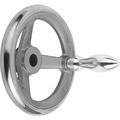 Kipp Handwheel, DIN 950, D1= 80 mm, Bore D2= 12 mm, Gray Cast Iron, Machine Handle Revolving, Steel K0671.4080X12