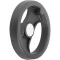 Kipp 2-Spoke Handwheel, PA Plastic, Steel Bushing, Diameter D1= 198 mm, Bore D2= 20 mm, Without Grip K0725.0200X20