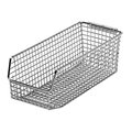 Quantum Storage Systems 65 lb Hang & Stack Storage Bin, Wire, 4-1/4 in W, 3 in H, 7-1/4 in L, Chrome QMB524C