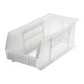 Quantum Storage Systems 80 lb Hang & Stack Storage Bin, Polypropylene, 8-1/4 in W, 7 in H, Clear, 18 in L QUS248CL