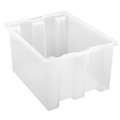 Quantum Storage Systems Stack & Nest Container, Clear, Polyethylene, 19 1/2 in L, 15 1/2 in W, 10 in H SNT190CL