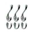 Onward 1 1316inch 46 mm and 3 38inch 86mm Utility Metal Hook and Coat Hook Set, Chrome Finish 6pc 60643CR