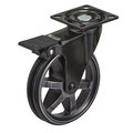 Richelieu Hardware Aluminum Single Wheel Design Caster, Swivel with Brake, with Plate, Rustic Iron 875020290290