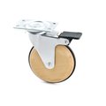 Richelieu Hardware Single Wheel Design Caster, Swivel with Brake, with Plate, Gray, Beech BP51022020503