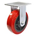 Madico Mold‐On Polyurethane Industrial Casters, Fixed, with Plate, Red F22006