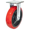 Madico Mold‐On Polyurethane Industrial Casters, Fixed, with Plate, Red F22008