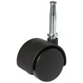 Richelieu Hardware Dual-Wheel Furniture Caster, Swivel Without Brake, with Wood Stem, Black F24427