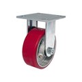 Madico Heavy-Duty Mold‐On Polyurethane Industrial Casters, Fixed, with Plate, Red F25005