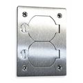 Hubbell Wiring Device-Kellems Electrical Box Cover, 2 Gang, Rectangular, Aluminum, Duplex Receptacle SA3825