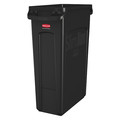 Rubbermaid Commercial 23 gal Rectangular Trash Can, Black, 11 in Dia, Open Top, Plastic FG354060BLA