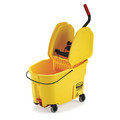 Rubbermaid Commercial 11 gal WaveBrake Down Press Mop Bucket and Wringer, Yellow, Polypropylene FG757688YEL