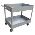 Zoro Select Utility Cart with Deep Lipped Metal Shelves, Steel, Flat, 2 Shelves, 1,200 lb 2GMH8