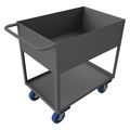 Zoro Select Utility Cart with Deep Lipped Metal Shelves, Steel, Flat, 2 Shelves, 3,600 lb RSC12-2436-2-3.6K-6PU-95