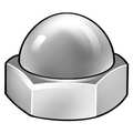 Zoro Select Standard Crown Cap Nut, M14-2.00, 18-8 Stainless Steel, Plain, 25 mm H DN7X01400-001P1