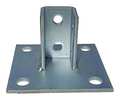 Zoro Select Channel Post Base, 6 in L, 6 in W, For Strut Channel 1-5/8" x 1-5/8", Electroplated Steel, 6 Holes V6SQ EG