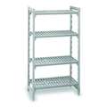 Cambro Starter Plastic Shelving Unit, Vented Style, 18 in D, 48 in W, 72 in H, 4 Shelves, Speckled Gray EACPU184872V4480