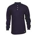 National Safety Apparel FR Lng Sleeve Henley Shirt, Navy, L, Button C54PIBSLSLG
