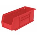 Akro-Mils 30 lb Hang & Stack Storage Bin, Plastic, 4 1/8 in W, 4 in H, Red, 10 7/8 in L 30224RED
