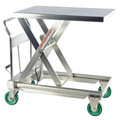 Zoro Select Scissor Lift Cart, SS, 1100 lb. Cap, 23-1/2"W, 35-1/2"L CART-1100-SS