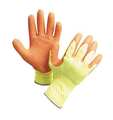 Showa Natural Rubber Latex Hi-Vis Coated Gloves, Palm Coverage, Orange/Yellow, L, PR 317L-09