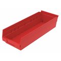 Akro-Mils 20 lb Shelf Storage Bin, Plastic, 6 5/8 in W, 4 in H, 17 7/8 in L, Red 30138RED