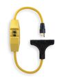 Power First Line Cord GFCI, 2 ft, 15 A, 125V AC, SJTW, NEMA 5-15, 12 AWG, 3 Outlets, 50/60 Hz, Yellow 2XYR8