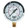 Winters Pressure Gauge, 0 to 60 psi, 1/4 in MNPT, Stainless Steel, Silver PFQ803LF