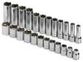 Sk Professional Tools 3/8" Drive Socket Set Metric 24 Pieces 8 mm to 19 mm , Chrome 89024
