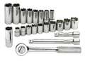 Sk Professional Tools 3/8" Drive Socket Set Metric 22 Pieces 10 mm to 19 mm, 5/8 in , Chrome 91820