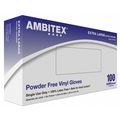 Ambitex Disposable Gloves, 3 mil Palm, vinyl, Powder-Free, XL, 100 PK, Clear VXL5201
