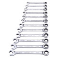 Westward Combination Ratcheting Wrench Set, Alloy Steel, 12 Tools 20PH18