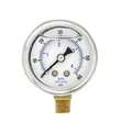 Pic Gauges Pressure Gauge, 0 to 60 psi, 1/8 in MNPT, Stainless Steel, Silver 201L-158D