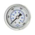 Pic Gauges Pressure Gauge, 0 to 1000 psi, 1/8 in MNPT, Stainless Steel, Silver 202L-158M