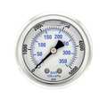 Pic Gauges Pressure Gauge, 0 to 5000 psi, 1/4 in MNPT, Stainless Steel, Silver 202L-204R