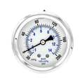 Pic Gauges Compound Gauge, -30 to 0 to 200 in Hg/psi, 1/4 in MNPT, Stainless Steel, Silver PRO-202L-254CG