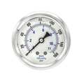 Pic Gauges Pressure Gauge, 0 to 160 psi, 1/4 in MNPT, Stainless Steel, Silver PRO-202L-254F